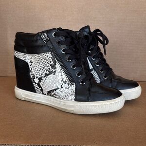 Aldo Black and White Hidden Wedge Sneakers